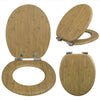 Wooden Toilet Seat with Soft Close Adjustable Hinge for Family Bathroom Oak