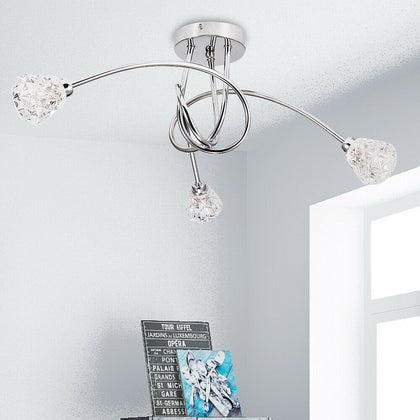 LED Crystal Ceiling Light Chandelier 3 Way Lamp Kitchen Bed Living Room Lights u