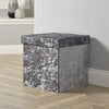 Folding Ottoman Grey Ice Velvet Fabric Chest Sturdy Storage Space Saving Box