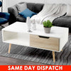 Modern Coffee Table Scandinavian Style Open Shelf & Drawer Living Room 100 cm