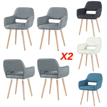Set of 2 Dining Chairs Fabric Accent Chair with Wood Legs home & restaurants UK