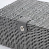 Set of 3 Storage Basket Resin Wicker Woven Hamper Box With Lid & Lock Stackable