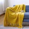 100% Acrylic Knit Throw Blanket Warm Decor Blanket with Tassels for Couch Bed