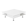 Coffee Table with 2 Drawers Modern Square Home Living Room Table 4 Metal Legs