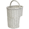 WHITE OVAL WICKER STAIR STORAGE BASKET WITH HANDLE STEP TIDY/ORGANISER