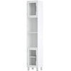 Bathroom Tall Cabinet Slim Freestanding Storage Organizer Cupboard 2 Glass Doors