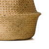 Foldable Seagrass Woven Storage Plant Flower Pot Belly Basket Laundry Hamper SA