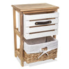 Bedside Table Unit Cabinet Wicker Basket 2/3 Drawer Nightstand Storage Bathroom