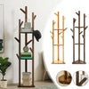 170cm Free Standing Coat Rack Bamboo Shelf Hat Clothes Holder Stand Display Hook