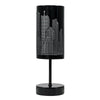 Metal LED Touch Table Lamp Modern New York Skyline Cut Out Design Gloss Black