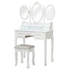 Dressing Table Set With Stool 7 Drawers 3 Mirrors Jewelry Makeup Desk Wood