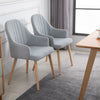 Set Of 2 Elegant Tub Velvet-Feel Dining Chairs w/ Wood Legs Metal Frame Grey
