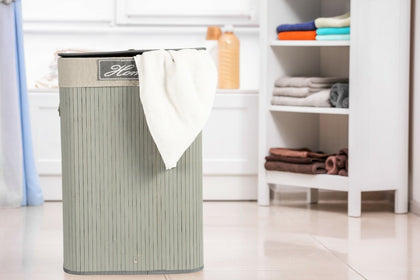 Bamboo Laundry Basket Clothes Storage Bag Sorter With Lid