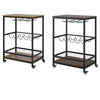 Serving Trolley Kitchen Trolley Cart, Wine Rack Storage Shelf, Lockable Wheels