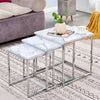 3 Pcs Nest of Table Side Beside Sofa Nested Table Living Room White Marble Vein