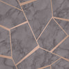 FRACTAL GEOMETRIC MARBLE WALLPAPER CHARCOAL GREY & COPPER - FINE DECOR FD42266