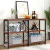 3-Tier Console Table Rustic Wooden Sofa Side Table Hall Desk W/ Storage Shelves