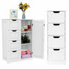 Bathroom Wood Cabinet Storage 4 Drawer 1 Door Free Standing Cupboard Unit White