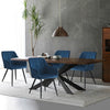 2X Bule Velvet Dining Chairs Matel Legs Luxury Armchairs Office Home Dining Room