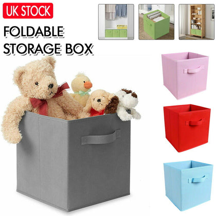 1/4/8x Foldable Storage Canvas Collapsible Box Clothes Toy Organizer Fabric Cube