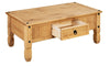 Corona Coffee Table 1 Drawer Solid Wood Occasional Table, Mexican Pine