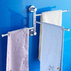 Swivel 3Swing Arm Towel Holder Bar Rails Rack Wall Mounted Stainless Steel-UK
