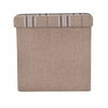 Folding Storage Ottoman Linen Look Plaid Check Fabric Stool Footstool Toy Box