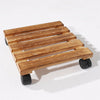 2Pc 12" Wooden Square Plant Pot Stand Planter Flower Mover Caddy Rolling Trolley