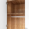 High Gloss 2 Door Wardrobe White&Oak Storage Hanging Rail Furniture with Mirror