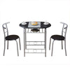 3 piece Modern Breakfast Bar Dining Table and 2 Chairs Set Metal Frame Kitchen