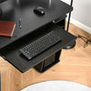 Black Wooden Desk with Drawers PC Workstation Office Computer with Keyboard Tray