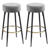 Pair of Round Velvet Bar Stools Kitchen Counter Dining Chairs Breakfast Barstool
