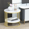 Thick Round Marble Coffee Table w/ Storage Living Rooms Bedrooms Entryway Decor
