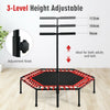 Folding Fitness Trampoline Adults Kids Exercise Bouncer W/ Adjustable Handrail