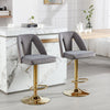Bar Stools Set of 2 Upholstered Velvet Swivel Bar Chairs Adjustable Height HT