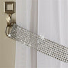 1 Pair Crystal Rhinestone Diamond Curtain Tie Hold Backs Rope Metal Hooks Silver