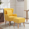 Scallop Back Velvet Armchair Occasional Accent Chair Soft Seat Sofa w/ Footstool