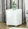Metal Rolling File Cabinet White Louvered Storage Office Organizer Filing Table