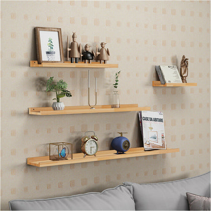 4PCS Wooden Wall Mounted Floating Shelf Kit Anti-drop Display Unit Home Shelf