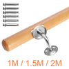 1M/1.5M/2M Wall Mounted Oak Wooden Handrail Staircase Handle Rail Balustrade Kit