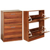 2 Drawer Shoe Cabinet Storage Cupboard Footwear Stand Rack Wooden Unit Walnut