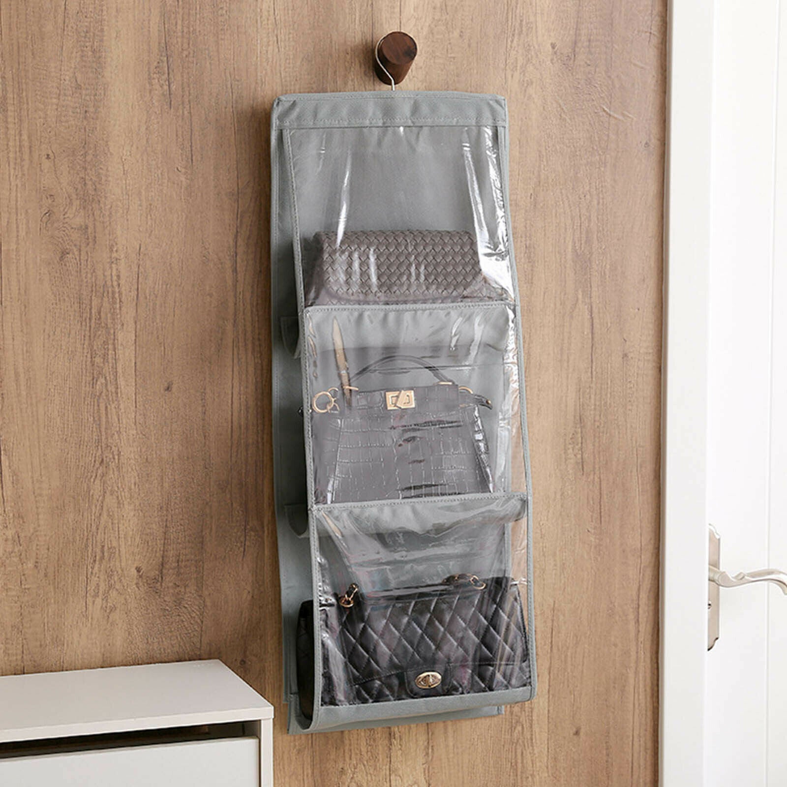 Hanging 6-Pocket Bag Organizer - Purse Organizer For Wall