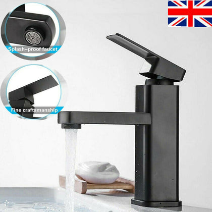 Modern Bathroom Basin Taps Mixer Tap Single Lever Mono Brass Tap Black Faucet