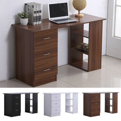 120cm Computer Desk Writing PC Table Workstation Laptop w/ 3 Shelf & Drawers