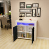 Modern Sideboard Cabinet Cupboard High Gloss 1 2 Doors Storage with LED Light