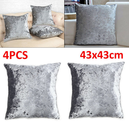 Cushions Set of 4 luxurious Crushed velvet Silver Velvet Cushion covers Soft