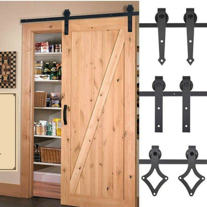 6FT Stainless Steel Sliding Wood Barn Door Track Kit Hardware Set Hanging Rail