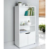 Modern White bookcase Storage cabinet with 3 shelves & 2 doors MDF wood Cupboard