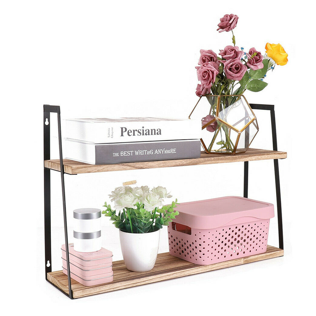 Durable Rustic Pine Wood Wall Floating Shelves Shelf for Kitchen Bedroom Storage