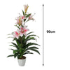 Outdoor Artificial Lily Tree Faux Flower Garden Indoor Plant Office With Pot